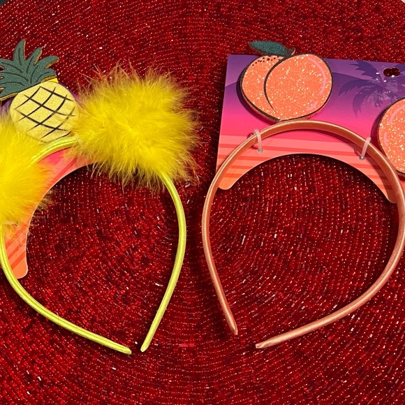New Set of Two Pineapple & Peaches Ribbon Wrapped Headbands - Picture 9 of 12